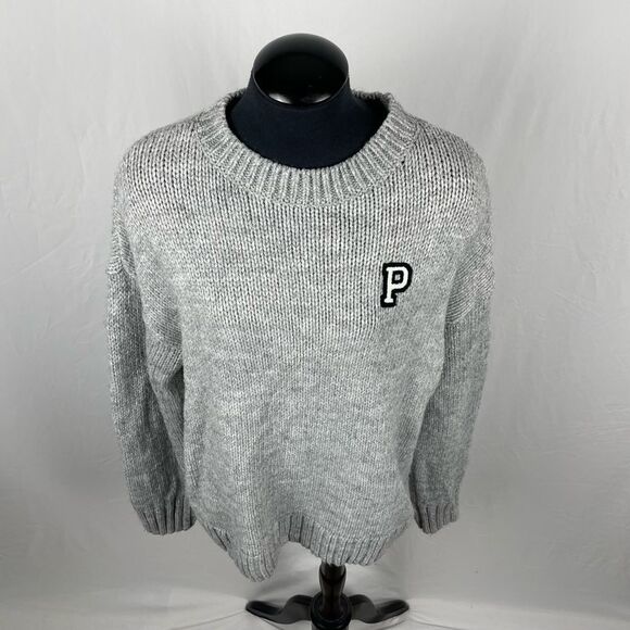 Pink By Victoria’s Secret Gray Knit Crew Neck Sweater - Women’s M - Picture 5 of 9